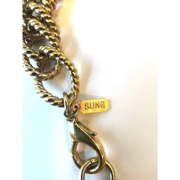 Alfred Sung Braided Gold Tone Necklace Vintage - Picture 2 of 9